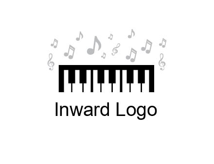 piano icon with music notes