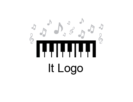 piano icon with music notes