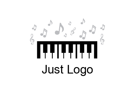 piano icon with music notes