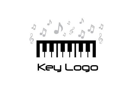 piano icon with music notes