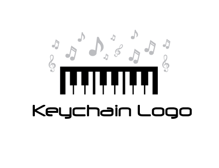 piano icon with music notes