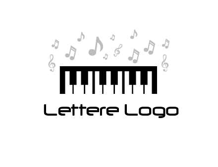 piano icon with music notes