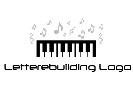 piano icon with music notes