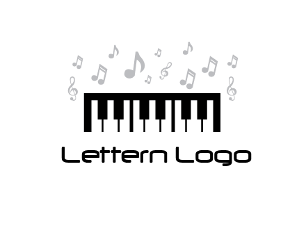 piano icon with music notes