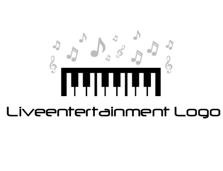 piano icon with music notes