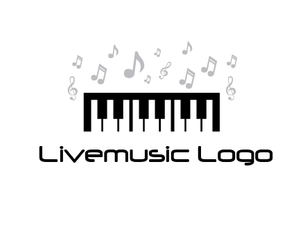 piano icon with music notes