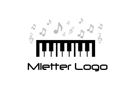 piano icon with music notes