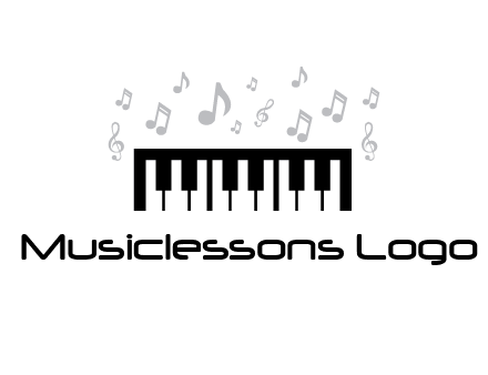 piano icon with music notes