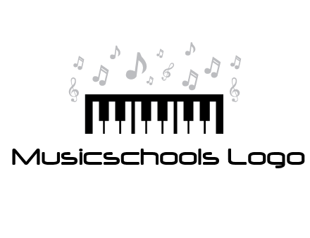 piano icon with music notes