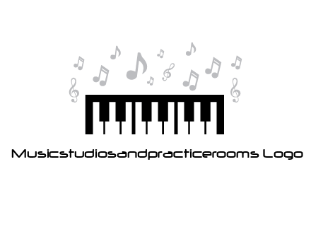 piano icon with music notes
