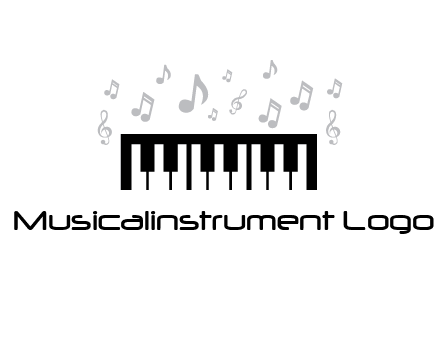 piano icon with music notes