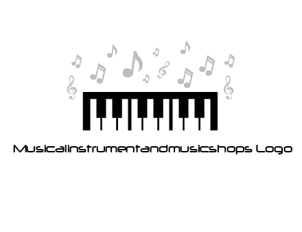piano icon with music notes