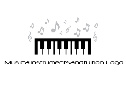 piano icon with music notes