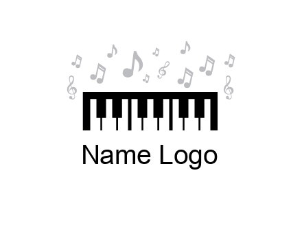 piano icon with music notes