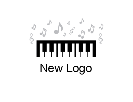 piano icon with music notes