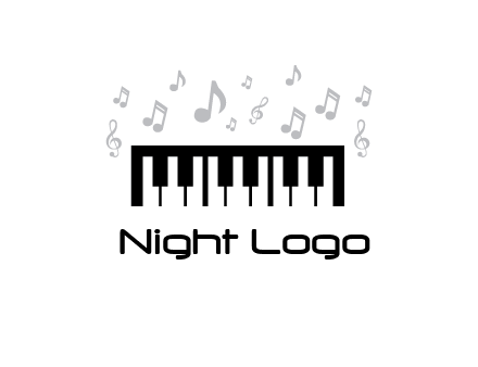 piano icon with music notes