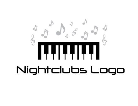 piano icon with music notes