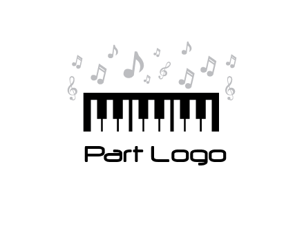 piano icon with music notes
