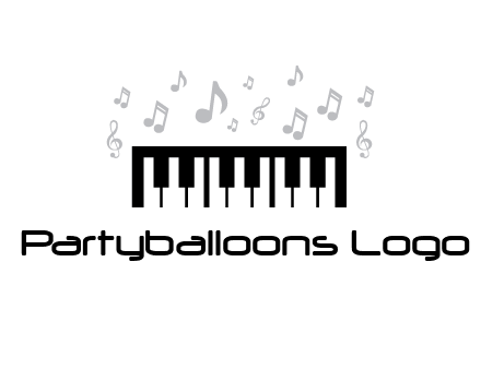 piano icon with music notes