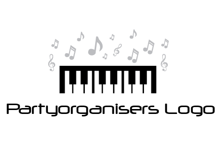 piano icon with music notes