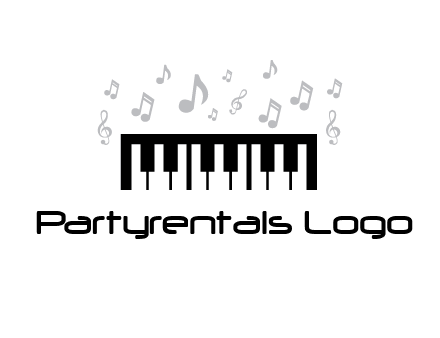 piano icon with music notes
