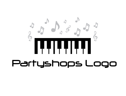piano icon with music notes
