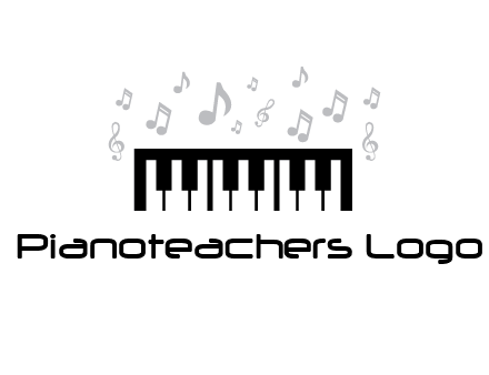 piano icon with music notes