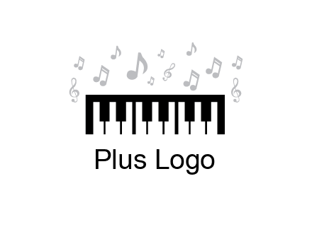 piano icon with music notes