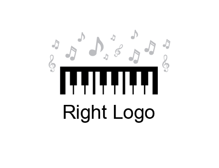 piano icon with music notes