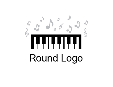 piano icon with music notes