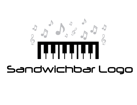 piano icon with music notes