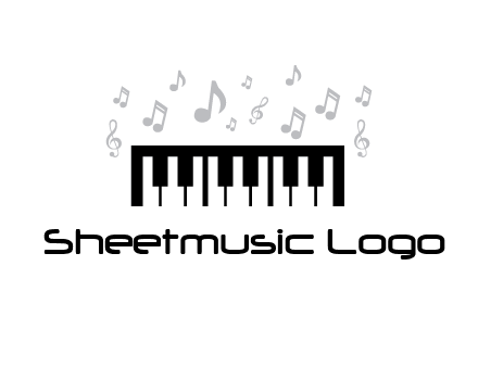 piano icon with music notes