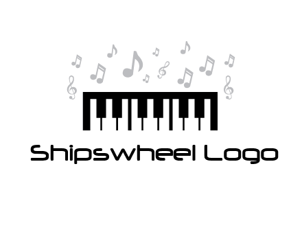 piano icon with music notes