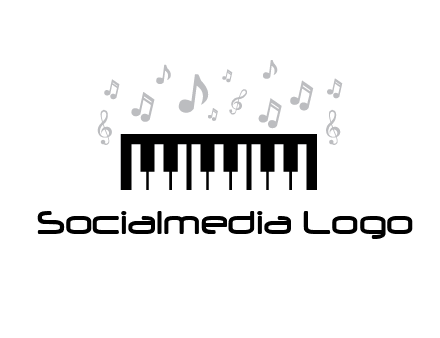 piano icon with music notes