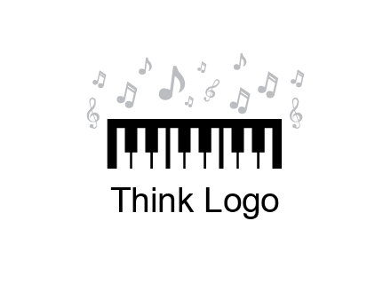 piano icon with music notes