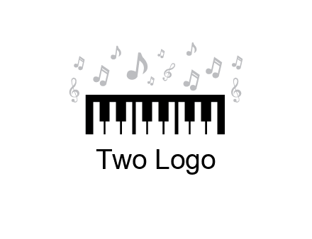 piano icon with music notes