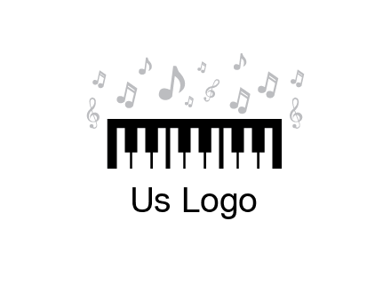 piano icon with music notes