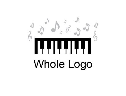 piano icon with music notes