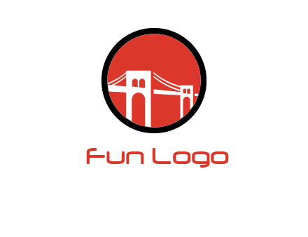 drawstring bridge in circle logo graphic