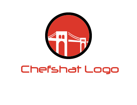drawstring bridge in circle logo graphic