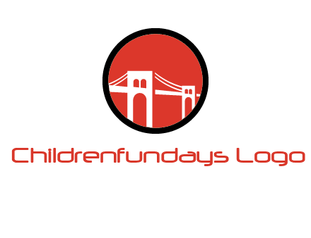 drawstring bridge in circle logo graphic