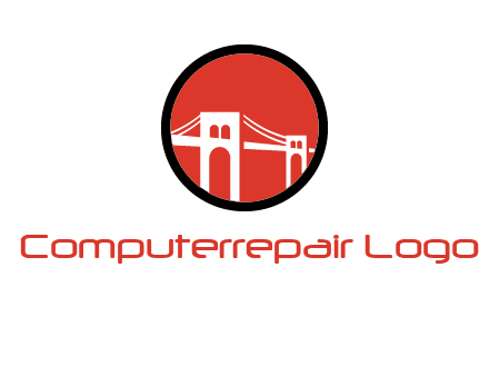 drawstring bridge in circle logo graphic