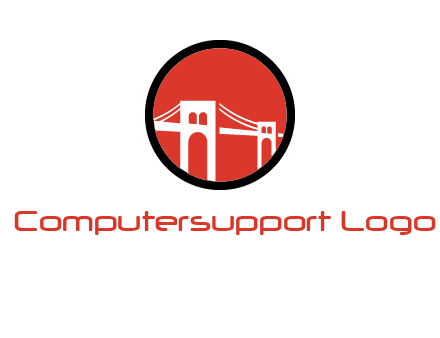 drawstring bridge in circle logo graphic