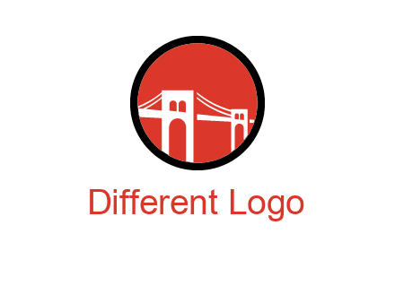 drawstring bridge in circle logo graphic