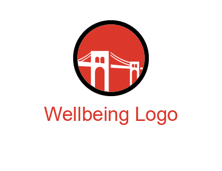 drawstring bridge in circle logo graphic