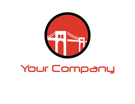 drawstring bridge in circle logo graphic