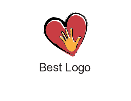 hand in heart shape logo