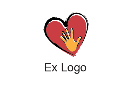 hand in heart shape logo