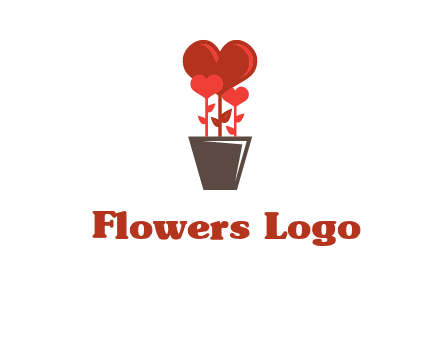Heart Flowers Pot Icon