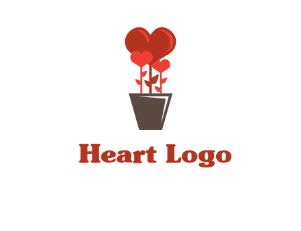 Heart Flowers Pot Icon